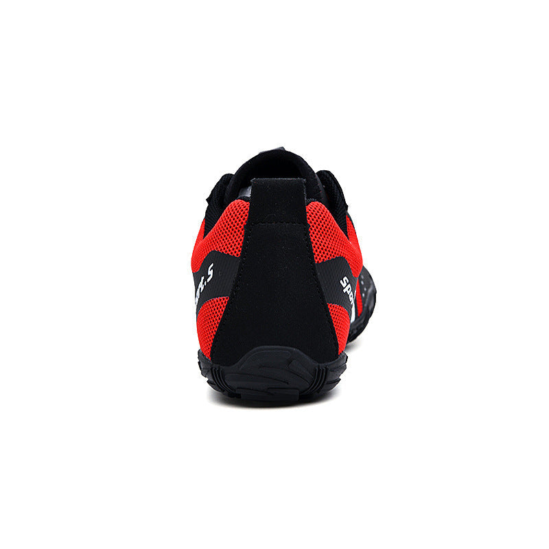 Rear view of a red and black Outdoor Wading Shoes, Quick-drying Shoes, Beach Shoes, Hiking Shoes, Fishing Sports Shoes designed for versatile water and outdoor activities.